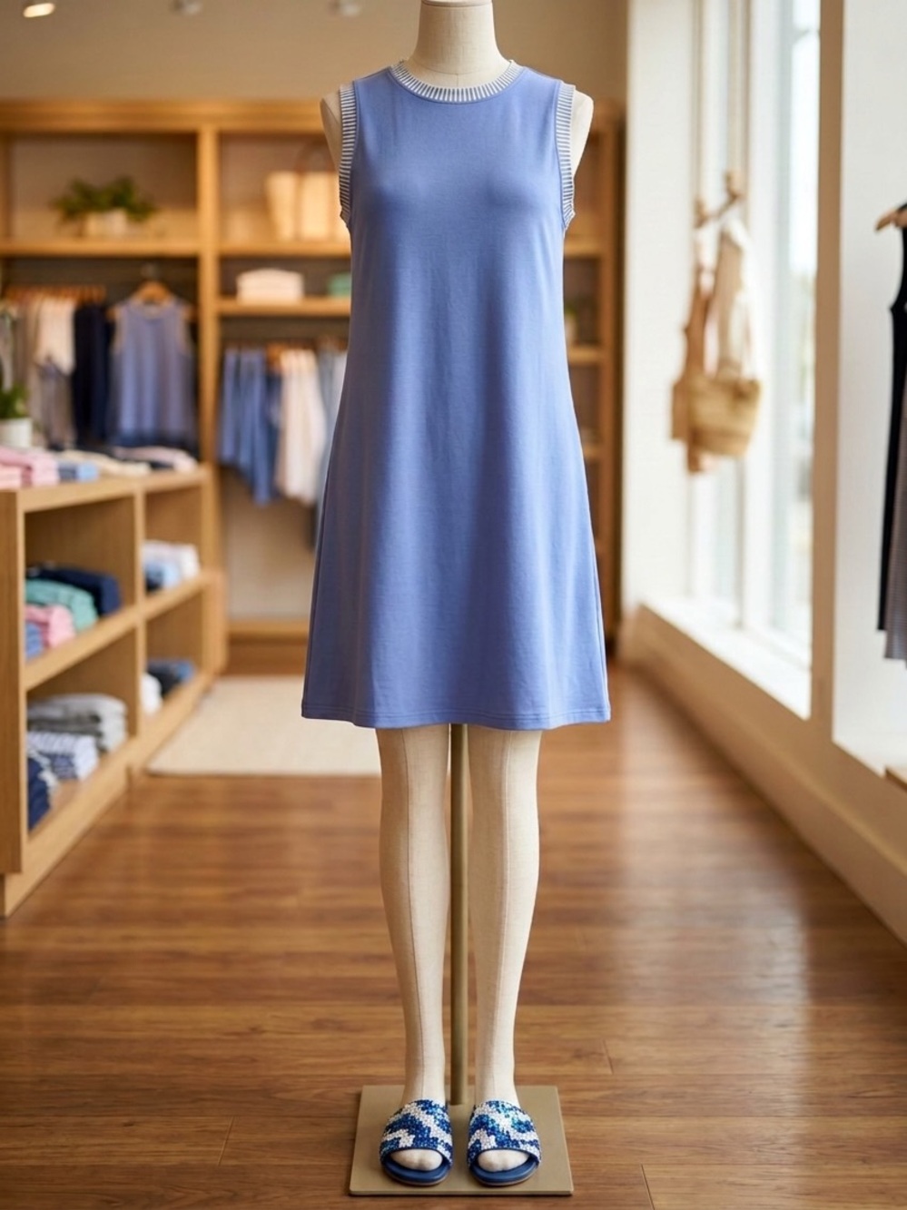 NWOT Sleeveless Blue A-Line Dress